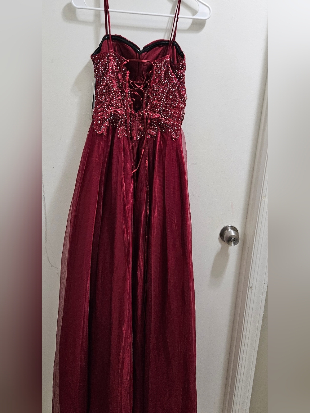 Burgundy Sequin Hearts Juniors' Size Gown - Picture 6 of 9